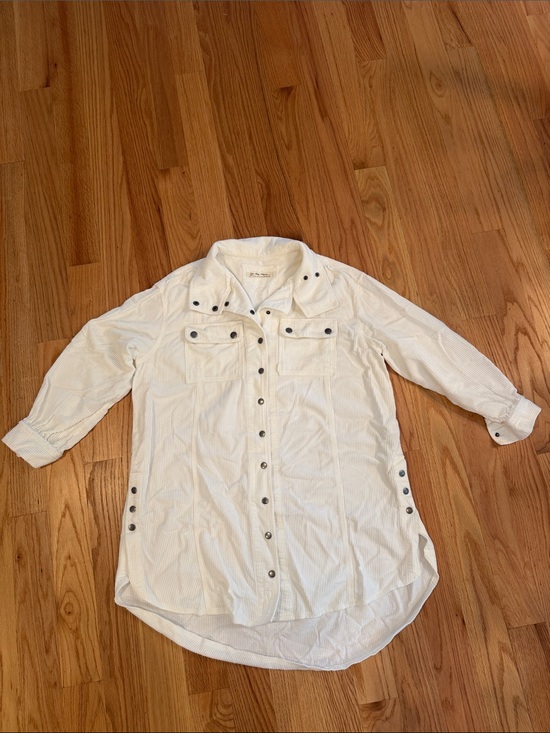 We The People Jackets & Blazers - White Button-Down Casual Wide Wale Corduroy Shirt Jacket